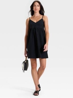 A New Day Black Seersucker Mini Dress A New Day. Size Medium